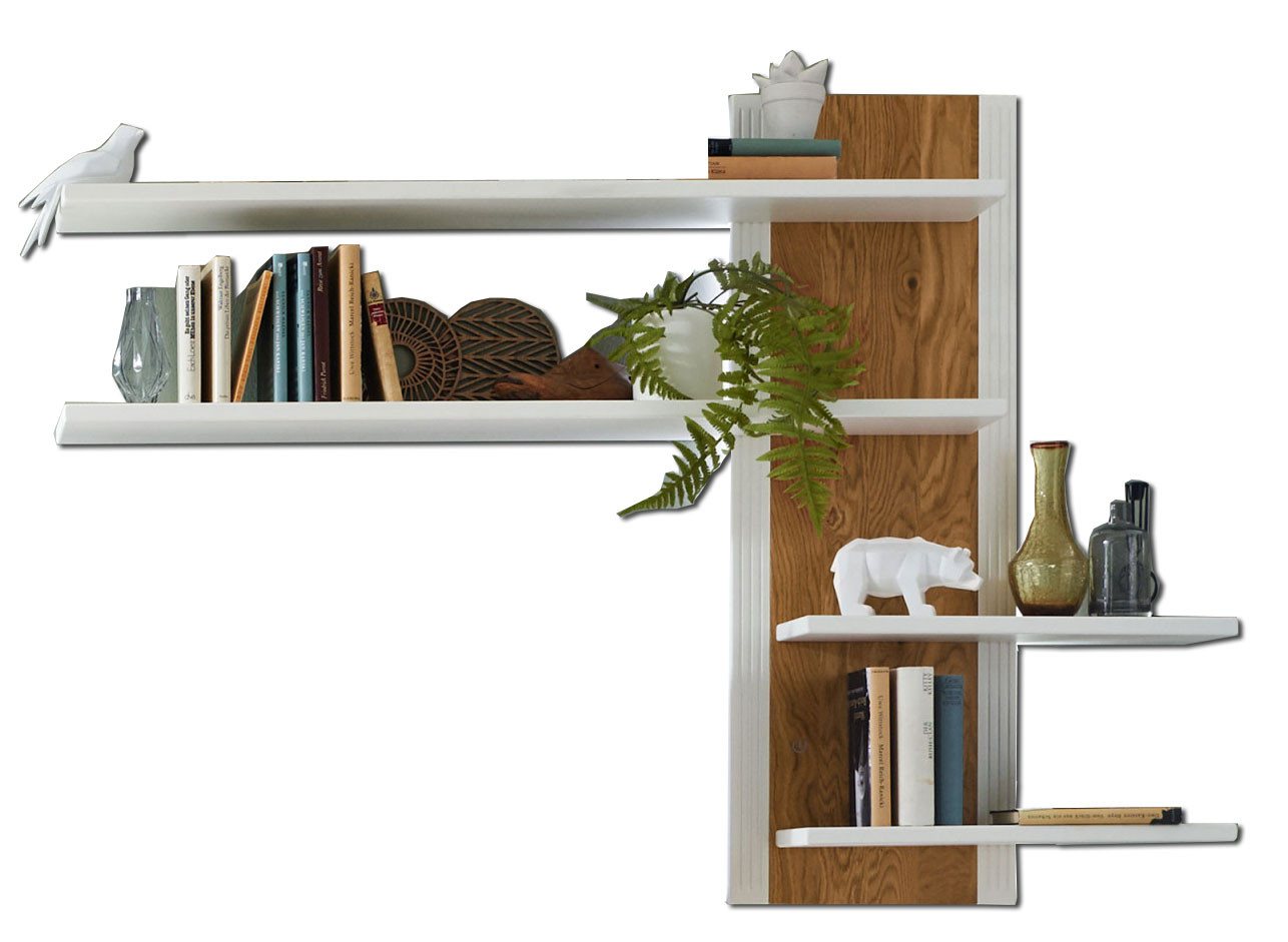 Casamia Wandregal Wandregal Bücherregal Novara weiß Regal Bücherbord natur massiv Casamia Wandregal Wandregal Bücherregal Novara weiß Regal Bücherbord natur massiv von Casamia