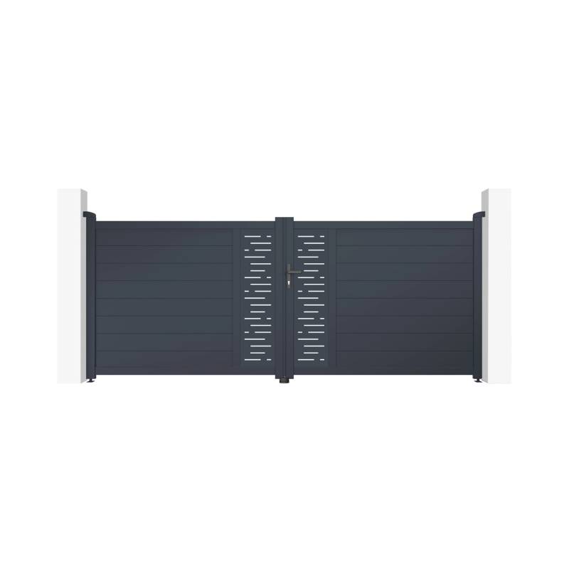 Casanoov Flügeltor 3 5M Arlberg H 140Cm & 2 Pfosten H 166Cm Aluminium Grau von Casanoov