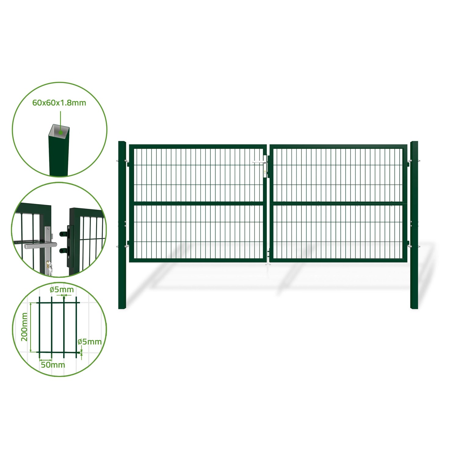 Casanoov Gittertor Razo 300x120cm Stahl & Tor 100x120cm Grün Casanoov Gittertor Razo 300x120cm Stahl & Tor 100x120cm Grün von Casanoov