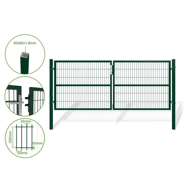 Casanoov Gittertor Razo 300x120cm Stahl & Tor 100x120cm Grün Casanoov Gittertor Razo 300x120cm Stahl & Tor 100x120cm Grün von Casanoov