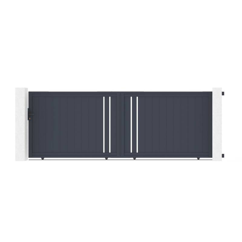 Casanoov Schiebetor 4M Giona H 140Cm Aluminium & 2 Eifel Pfosten 15X15Cm H 166Cm Grau von Casanoov