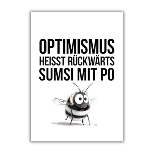 Casapixo A4 Poster „Optimismus heißt rückwärts Sumsi mit Po“ – A4 Poster mit lustiger Biene – Wanddeko mit Spruch – Geschenkidee – Kunstdruck schwarz-weiß – OHNE Rahmen Casapixo A4 Poster „Optimismus heißt rückwärts Sumsi mit Po“ – A4 Poster mit lustiger Biene – Wanddeko mit Spruch – Geschenkidee – Kunstdruck schwarz-weiß – OHNE Rahmen von Casapixo