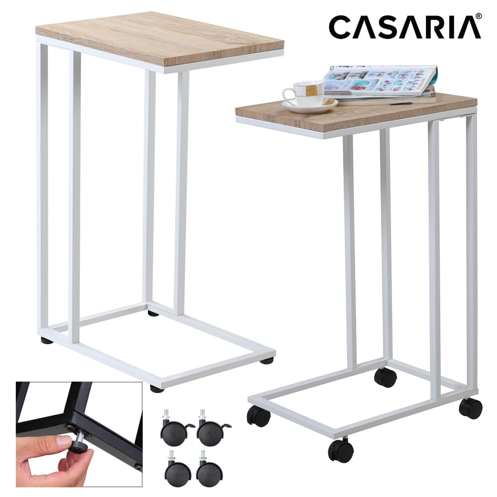 Beistelltisch Weiß 50x35x65/70cm mit Rollen von Casaria®