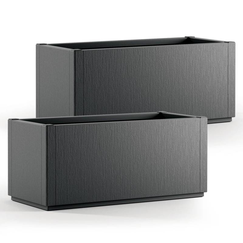 Blumentopf Ethica 2er-Set Anthrazit Kunststoff 80x36x36cm von Casaria®