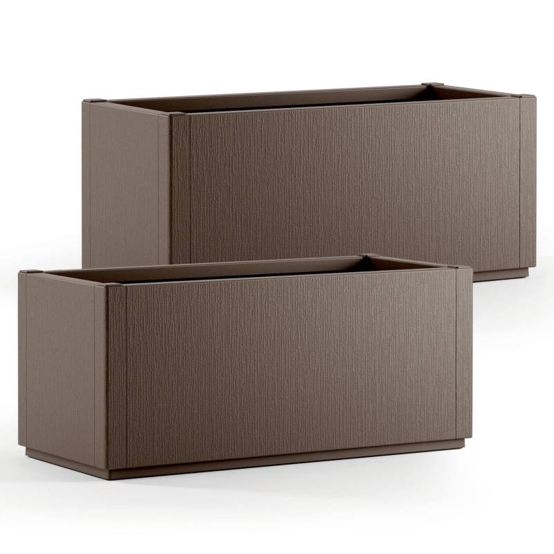 Blumentopf Ethica 2er-Set Braun Kunststoff 80x36x36cm von Casaria®