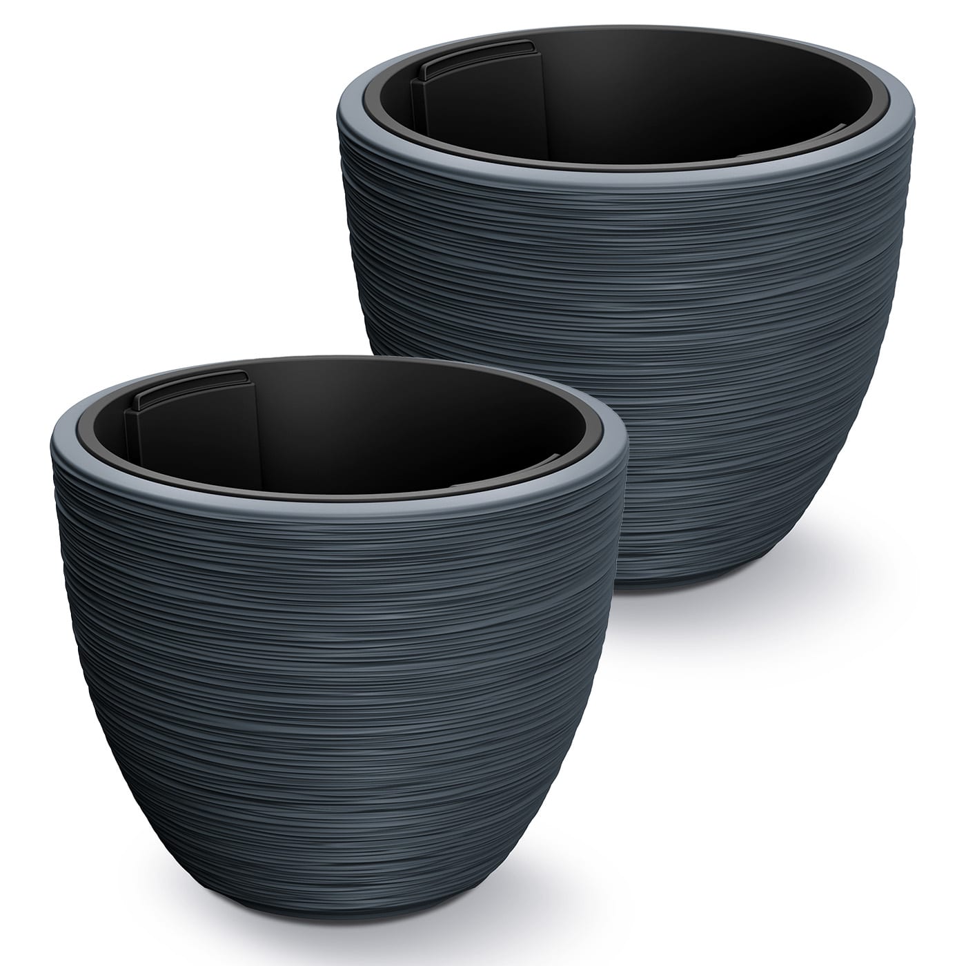 Blumentopf Rillen 2er-Set Anthrazit Kunststoff 40x32cm von Casaria®