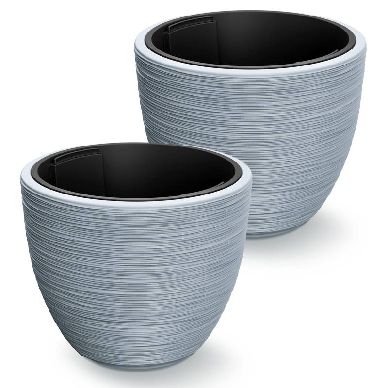 Blumentopf Rillen 2er-Set Grau Kunststoff 40x32cm von Casaria®