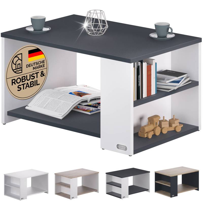 Couchtisch Santa Cruz Weiß/Anthrazit 90x59x47cm von Casaria®