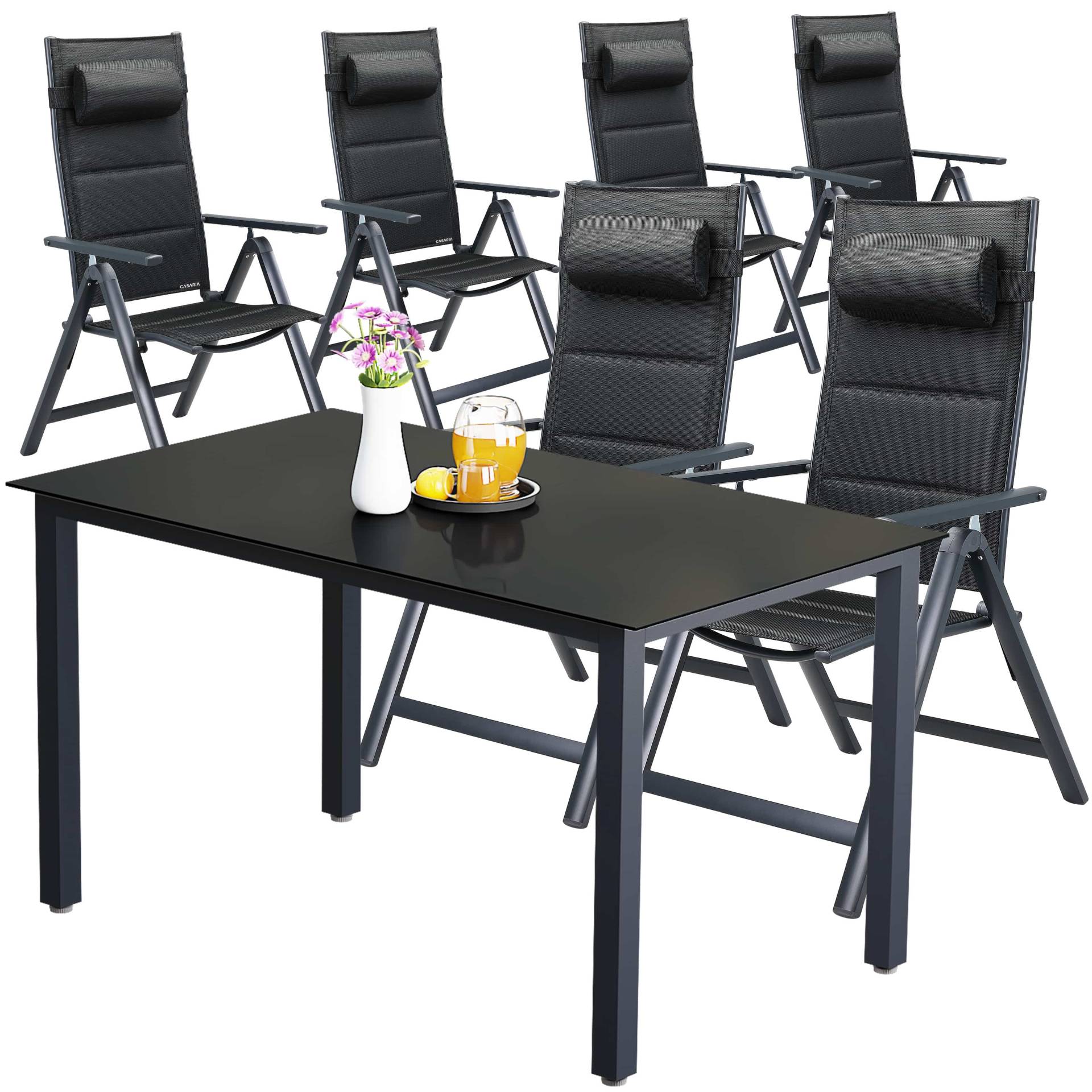 Garten-Sitzgruppe Bern Premium 7-tlg Anthrazit Alu von Casaria®