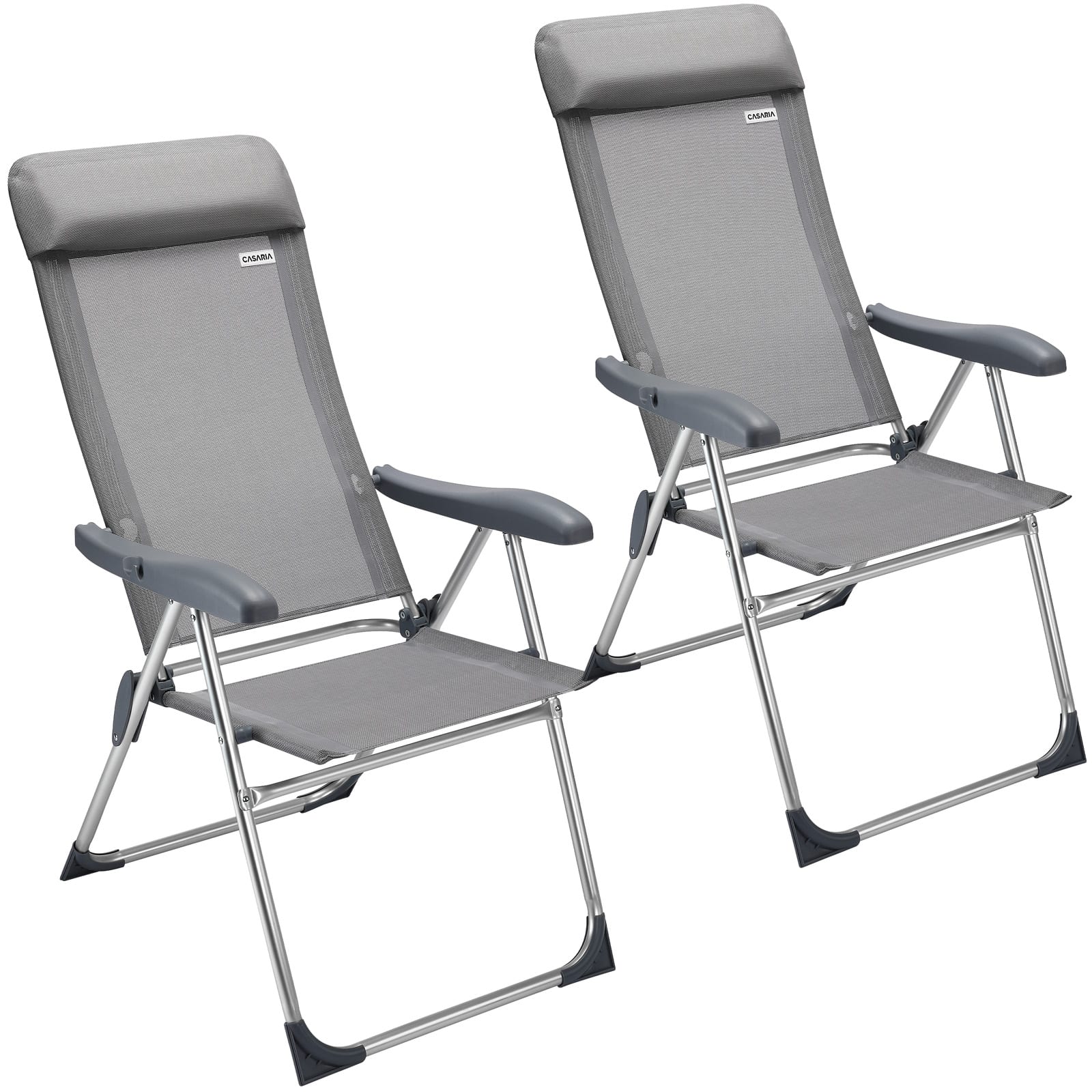 Gartenstuhl 2er-Set Grau Alu klappbar von Casaria®