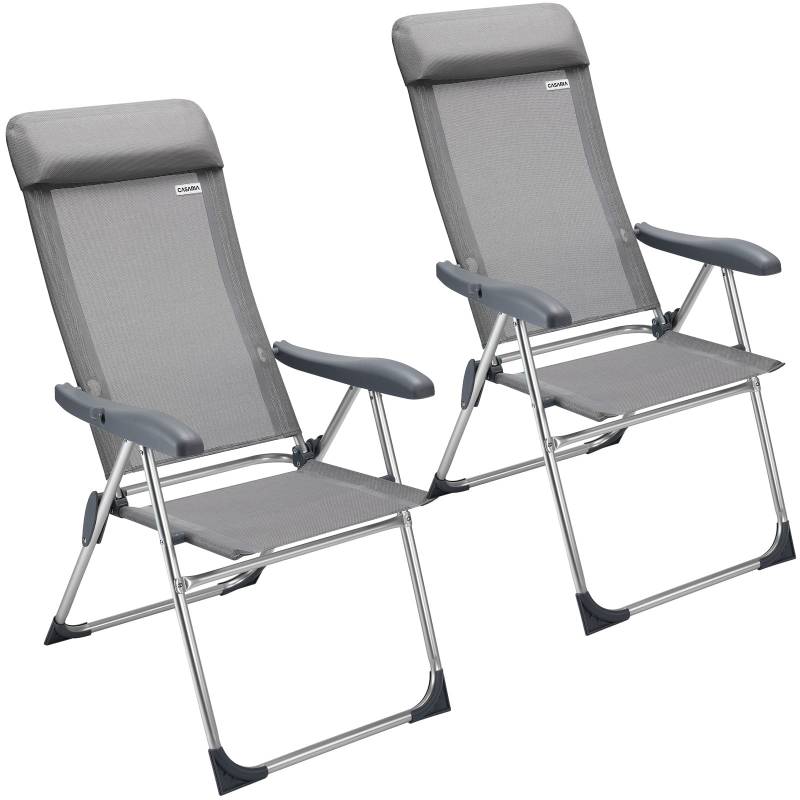 Gartenstuhl 2er-Set Grau Alu klappbar von Casaria®