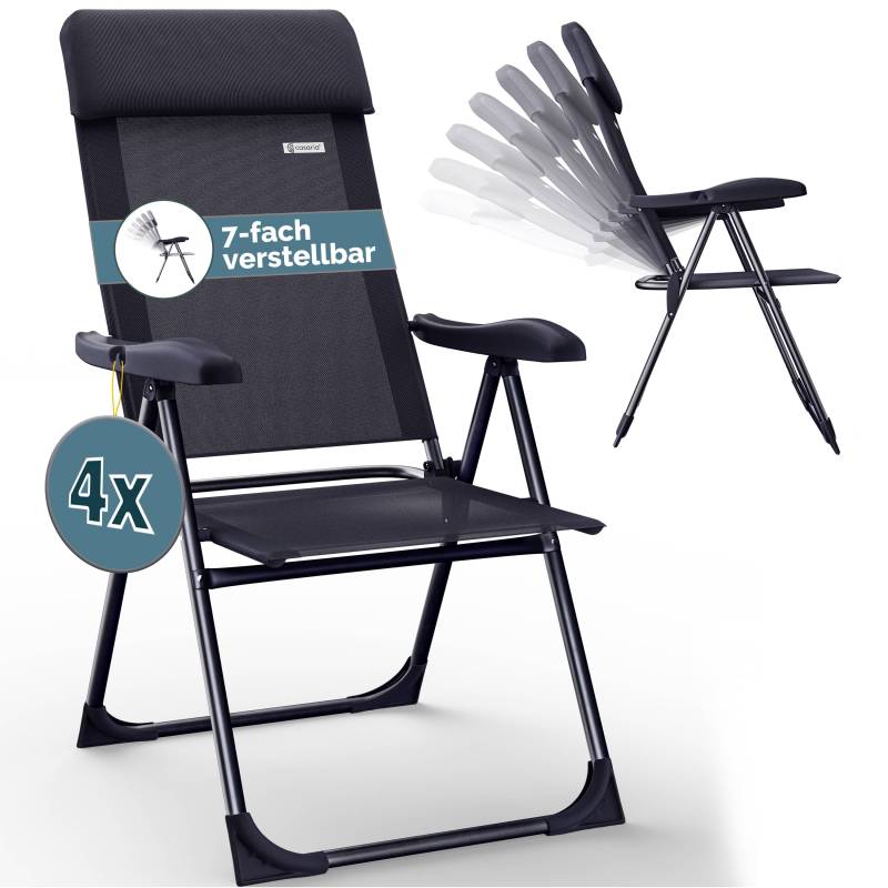 Gartenstuhl 4er-Set Anthrazit Alu klappbar von Casaria®
