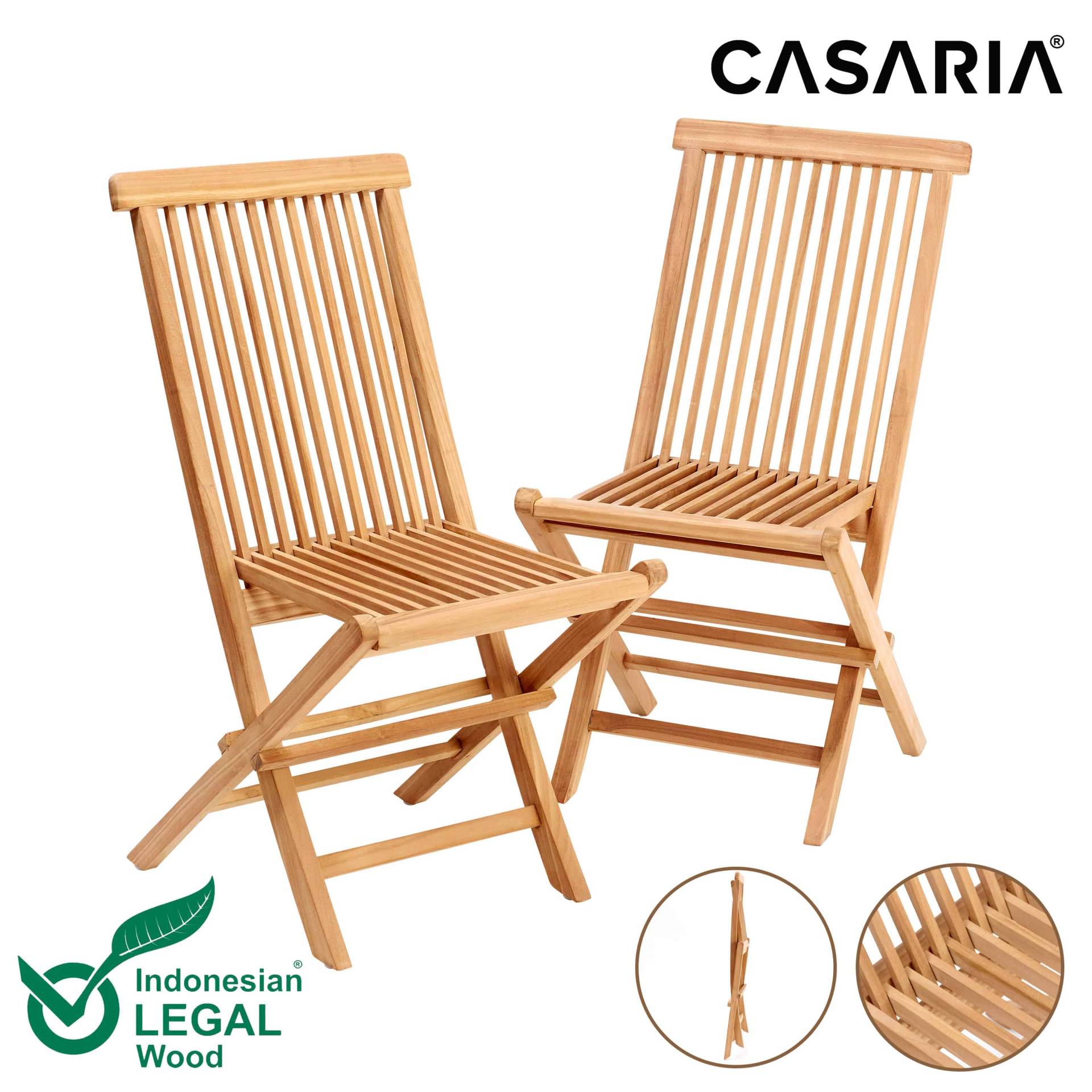 Gartenstuhl Cantaria 2er-Set Teakholz klappbar von Casaria®