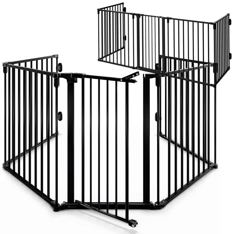 Kaminschutzgitter 2er-Set Schwarz Stahl 306x76,5cm von Casaria®