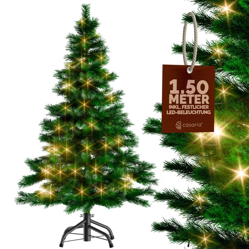 Künstlicher Weihnachtsbaum 150cm mit Lichterkette von Casaria®