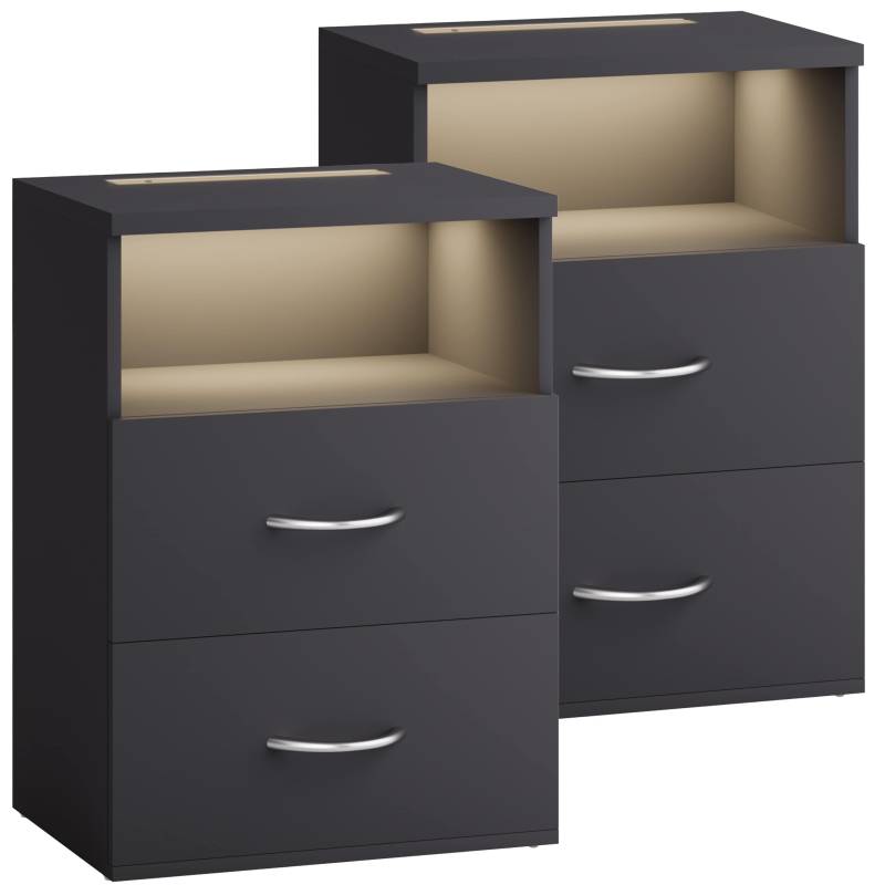 Nachttisch Jamie 2er-Set Anthrazit 55x40x28cm von Casaria®