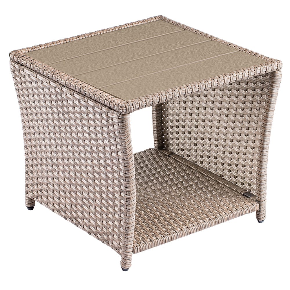 Polyrattan Beistelltisch Vedis Creme 45x45x40cm von Casaria®