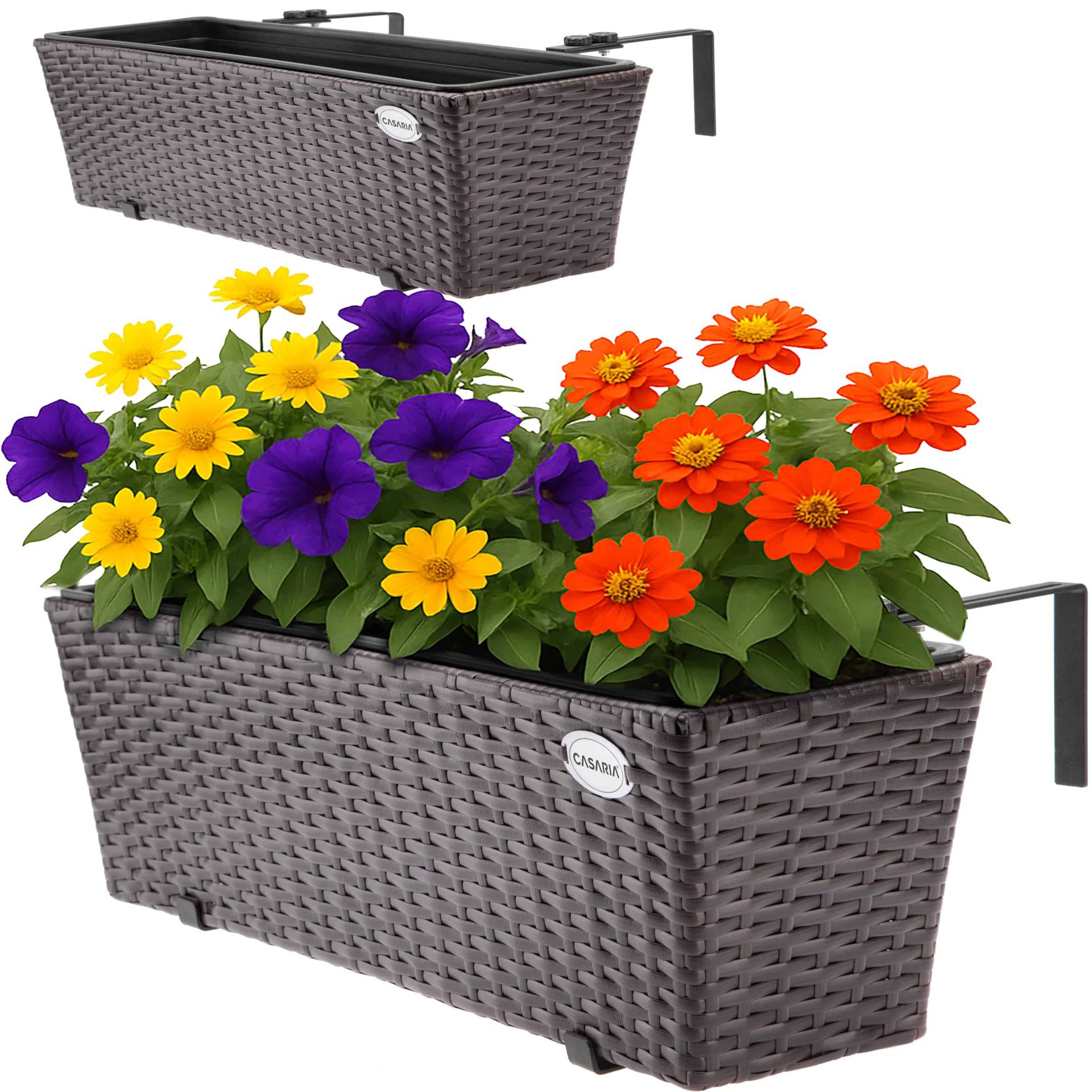 Polyrattan Blumenkasten 2er-Set Braun von Casaria®