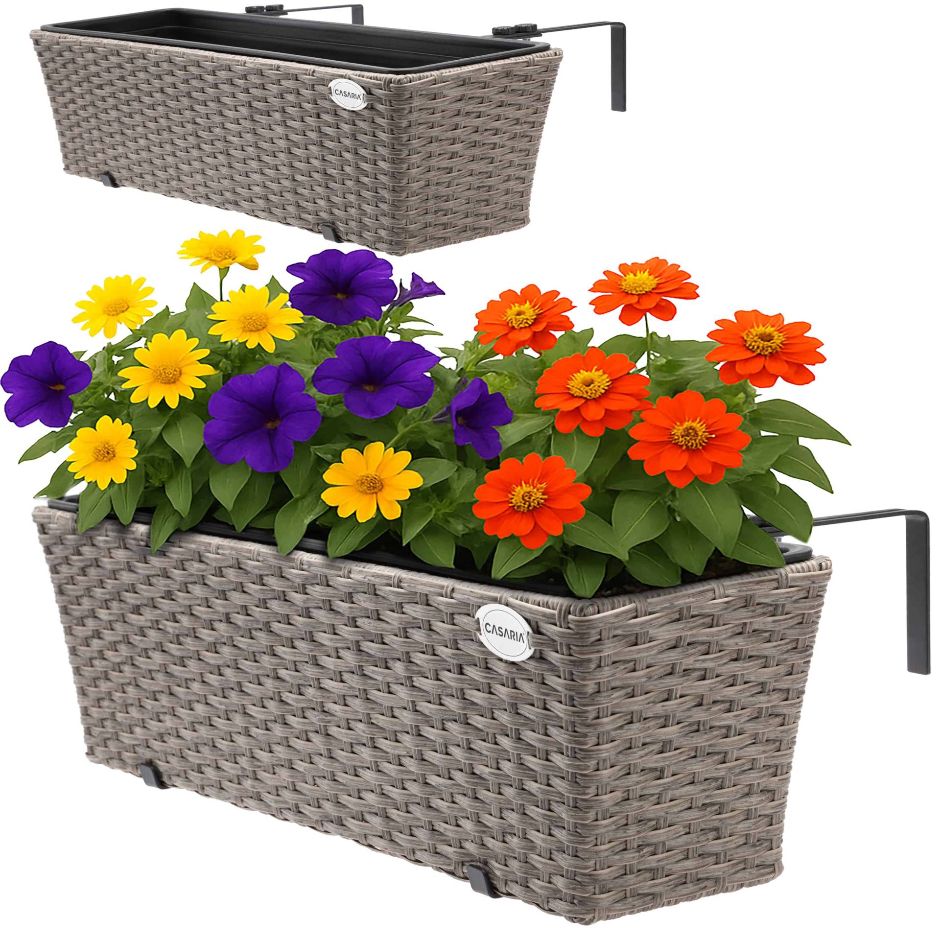 Polyrattan Blumenkasten 2er-Set Creme von Casaria®