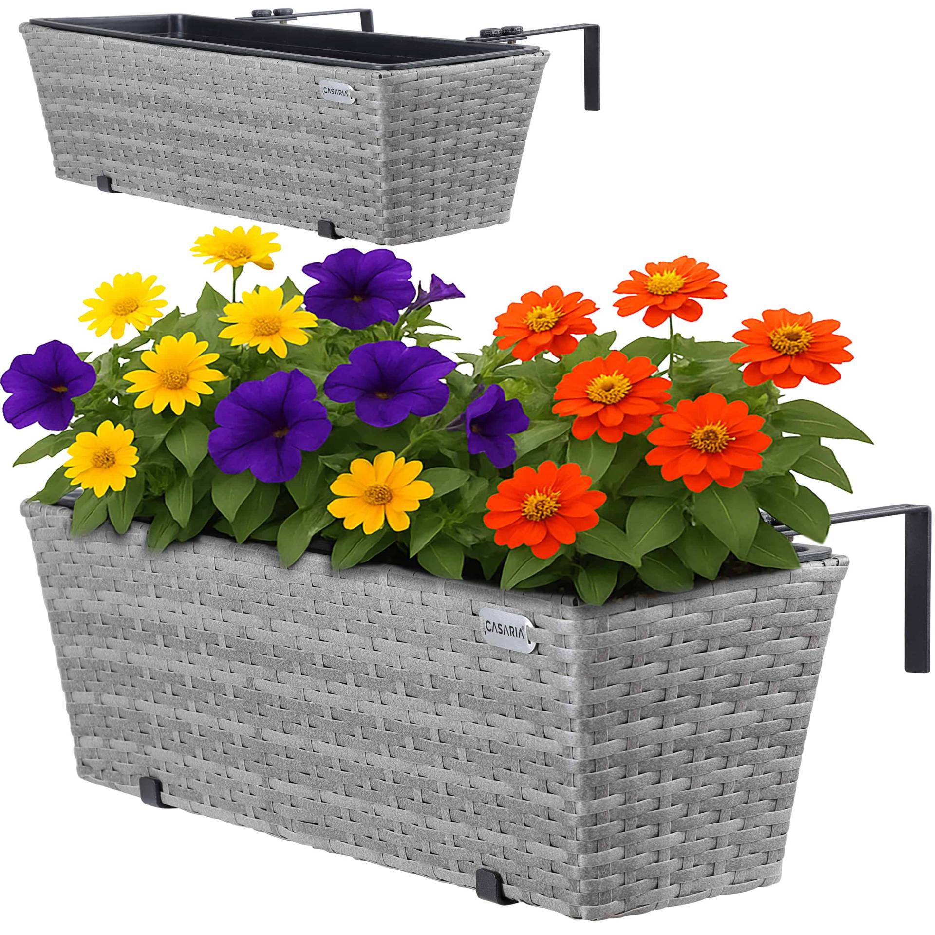 Polyrattan Blumenkasten 2er-Set Grau von Casaria®