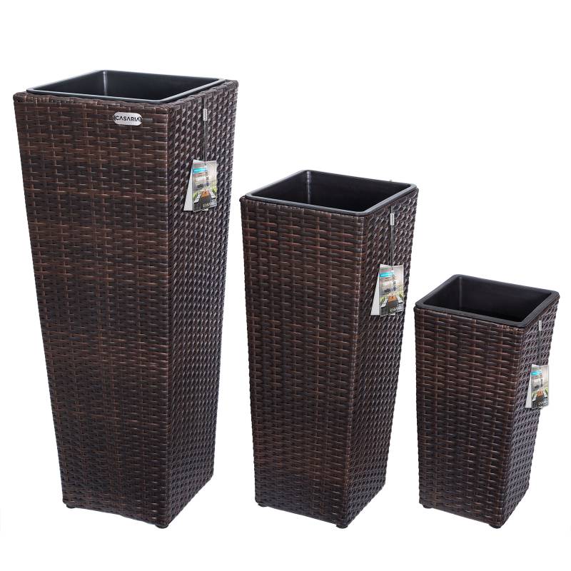 Polyrattan Blumentopf 3er-Set Braun von Casaria®