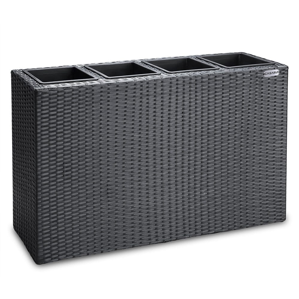 Polyrattan Blumentopf Schwarz 95x27x60cm von Casaria®