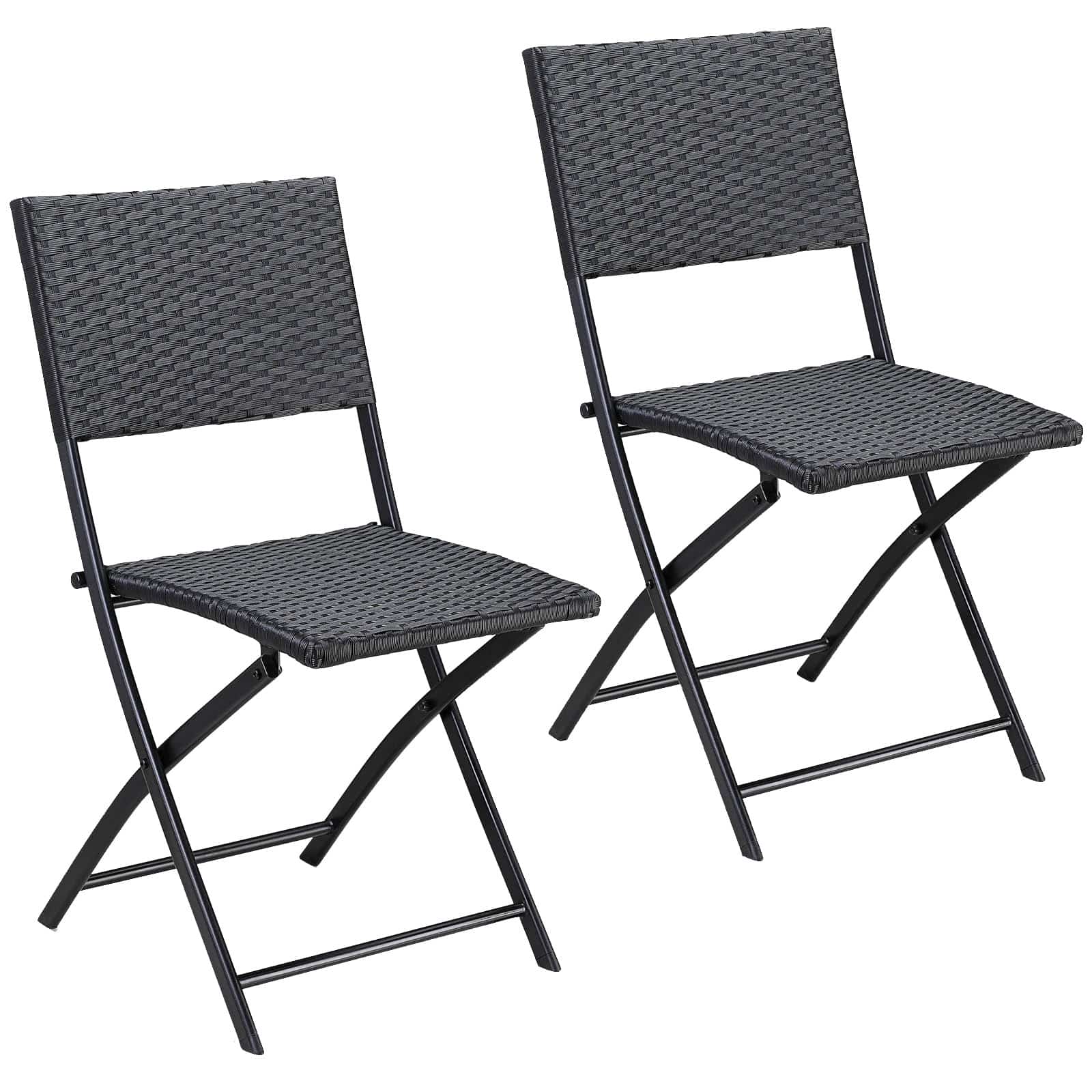 Polyrattan Klappstuhl Rom 2er-Set Schwarz von Casaria®