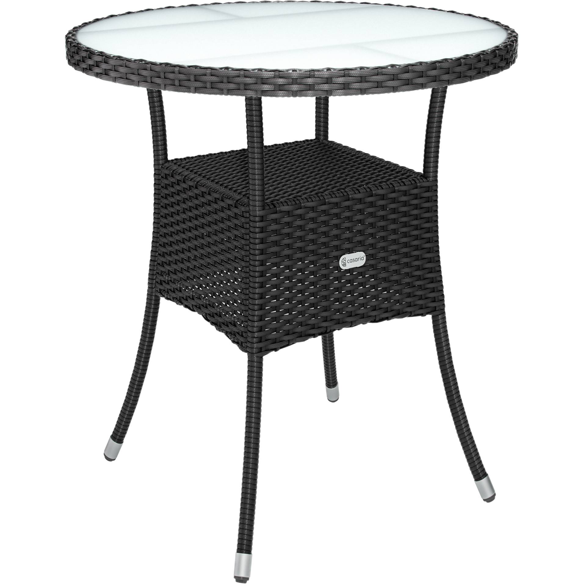 Polyrattan-Tisch Schwarz rund Ø60cm von Casaria®