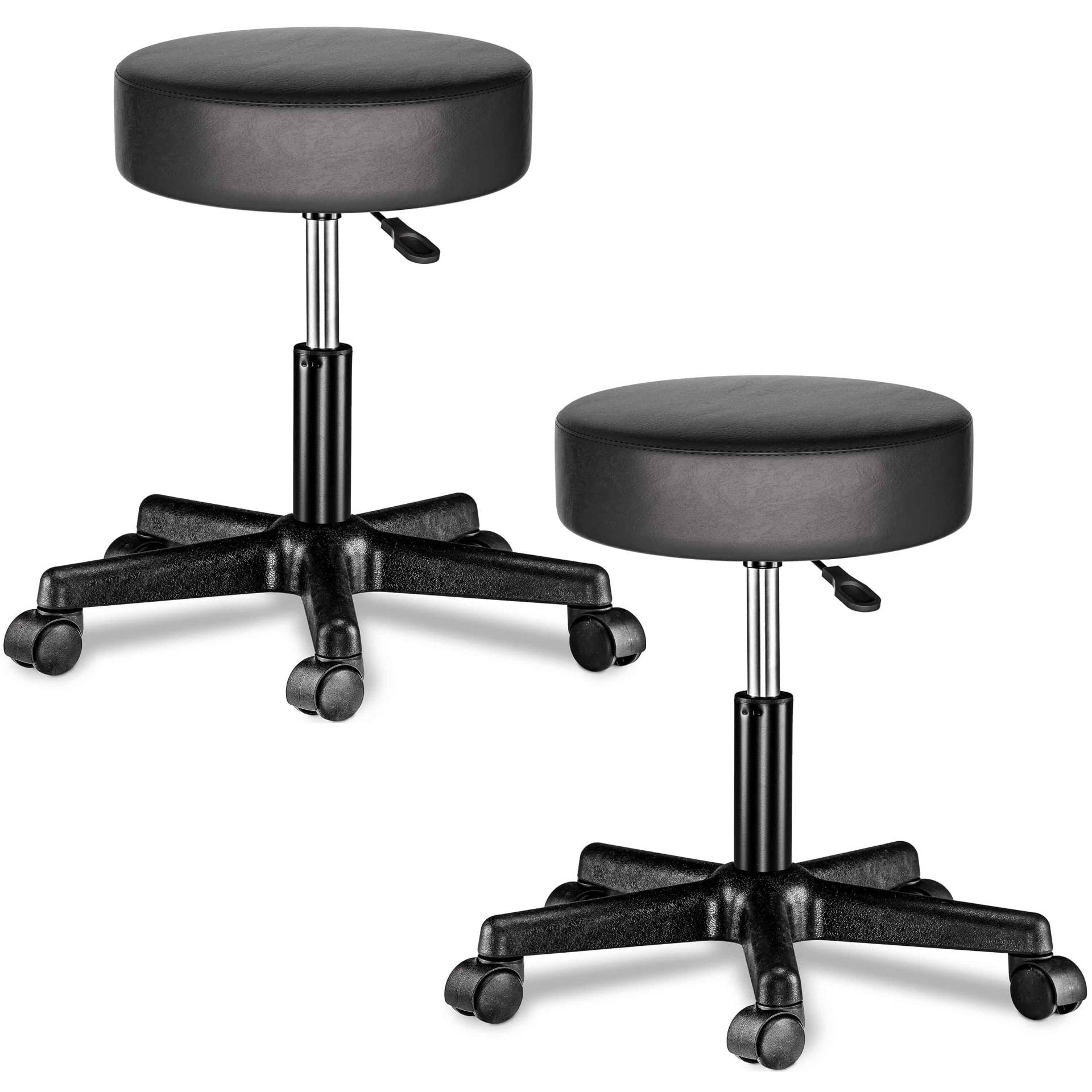 Rollhocker mit Rollen 2er-Set Kunstleder Schwarz 360° drehbar von Casaria®