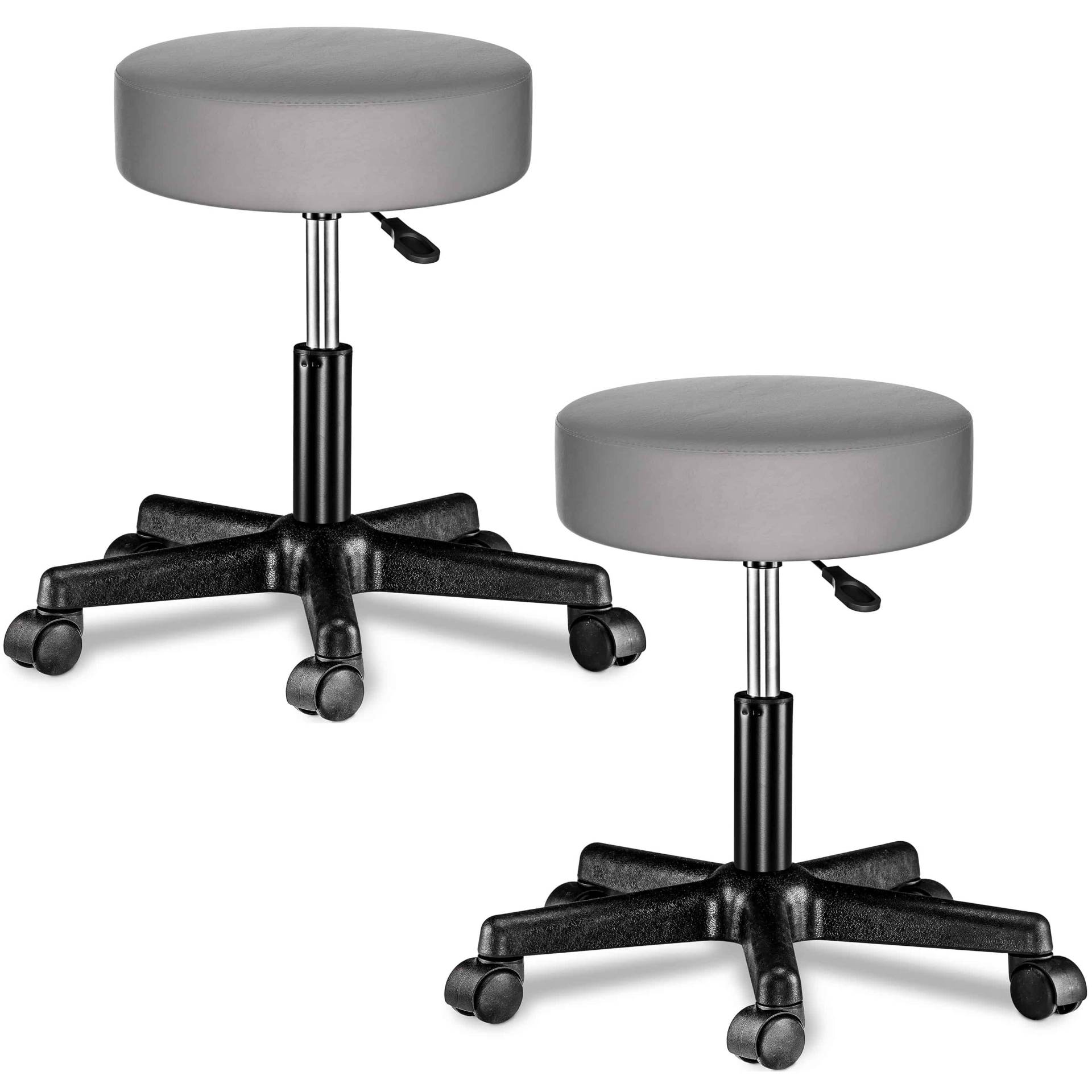 Rollhocker mit Rollen Kunstleder 2er-Set Grau 360° drehbar von Casaria®