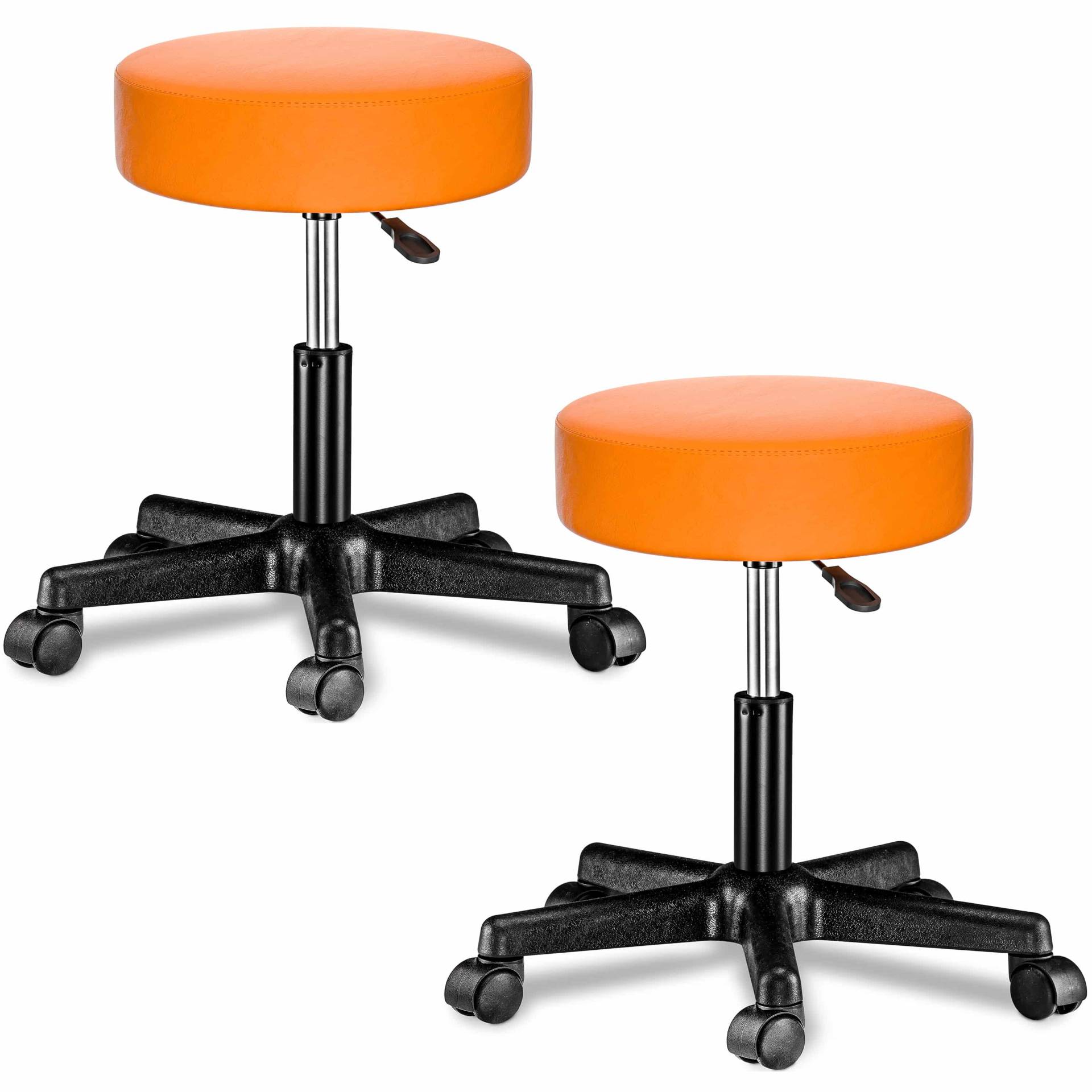 Rollhocker mit Rollen Kunstleder 2er-Set Orange 360° drehbar von Casaria®