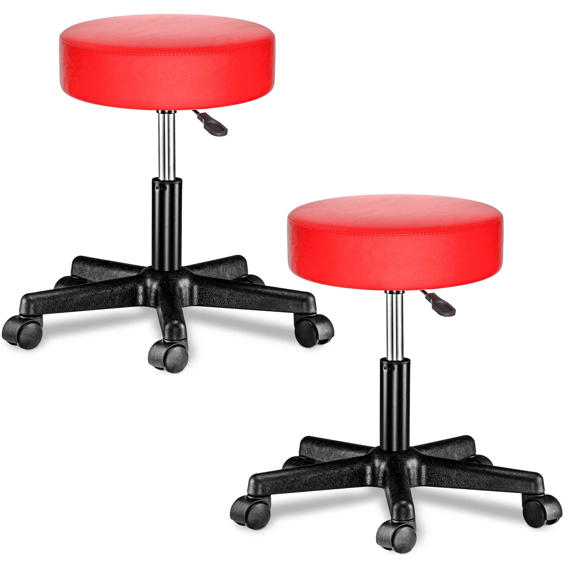 Rollhocker mit Rollen Kunstleder 2er-Set Rot 360° drehbar von Casaria®