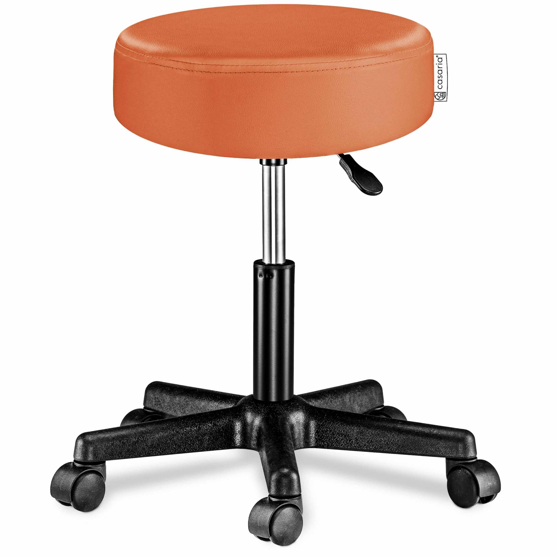 Rollhocker Kunstleder Orange 360° drehbar von Casaria®