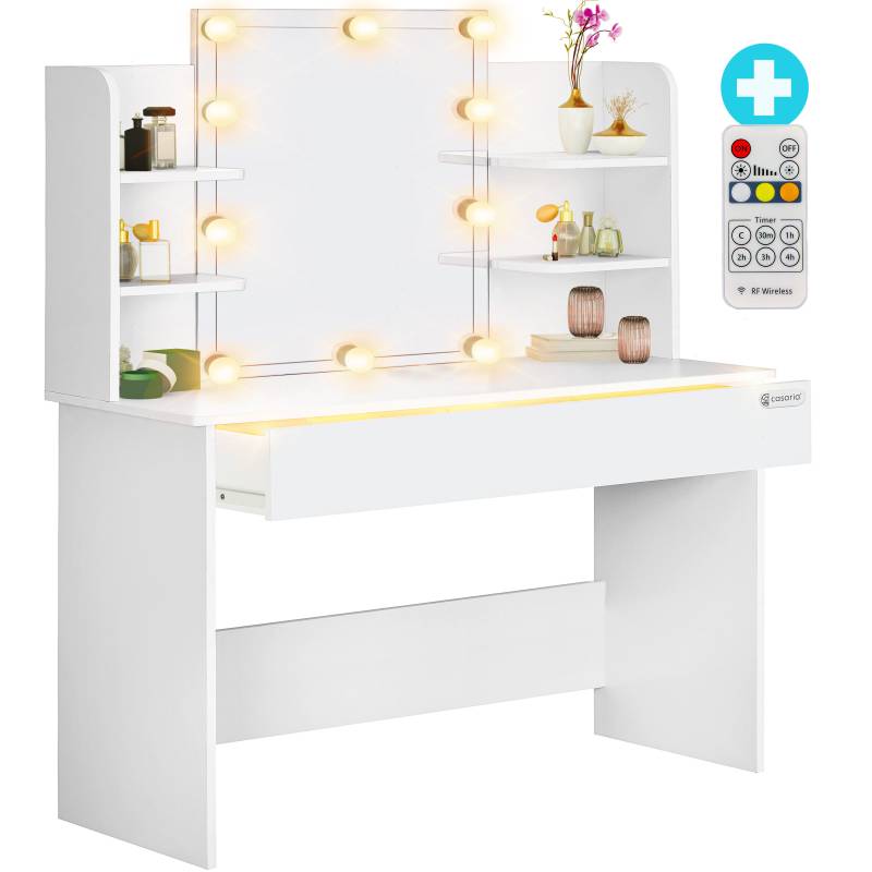 Schminktisch Lucia Weiß 140x110x40cm mit LED von Casaria®