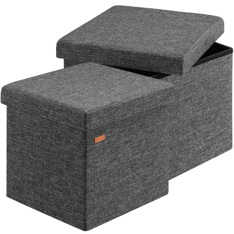Sitzhocker 2er-Set Dunkelgrau 38x38x38cm faltbar von Casaria®