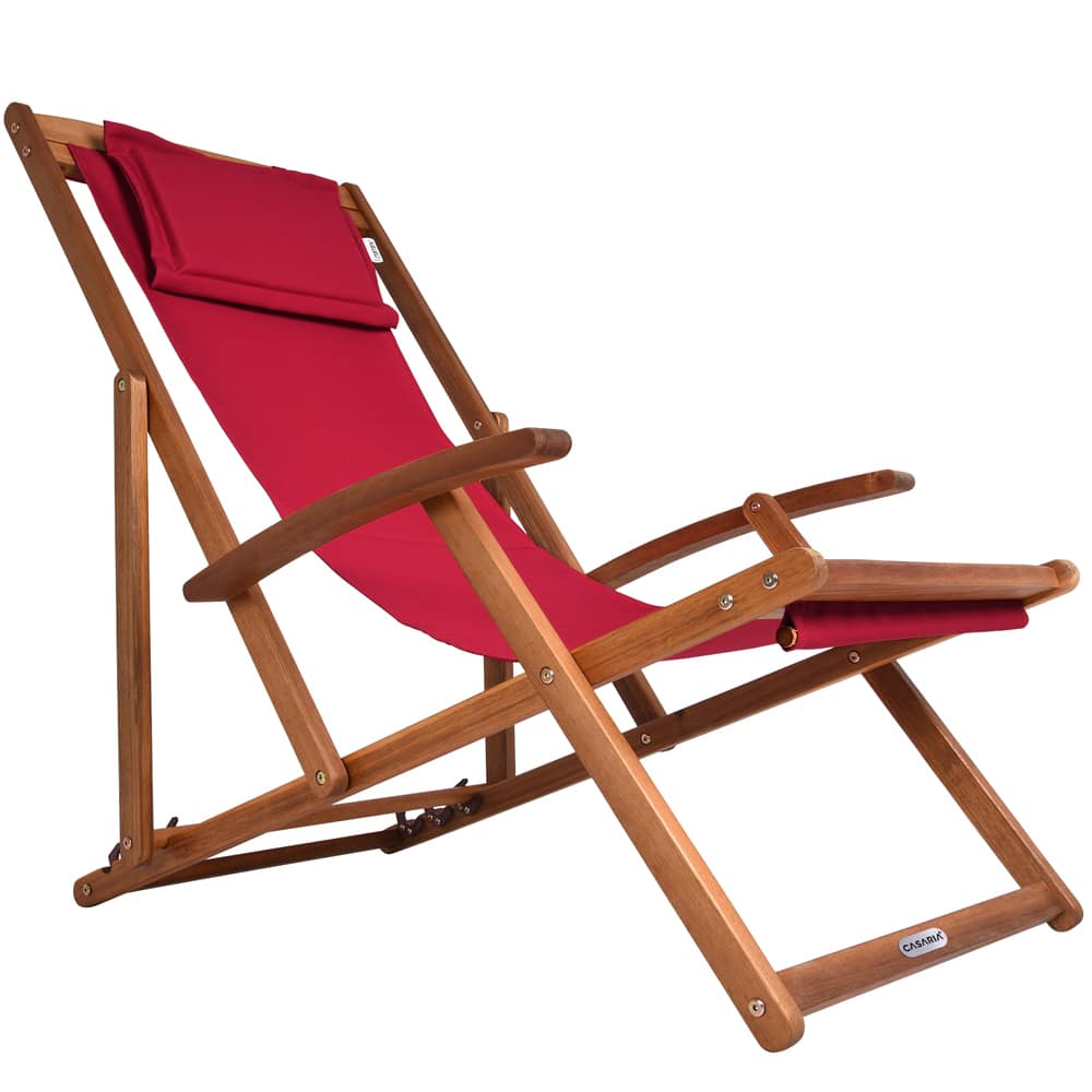 Sonnenliege Rot Akazienholz 94x60x94cm von Casaria®