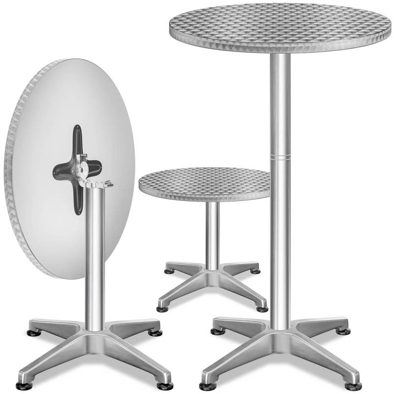 Stehtisch 2er-Set Silber Alu Ø60cm klappbar, höhenverstellbar von Casaria®