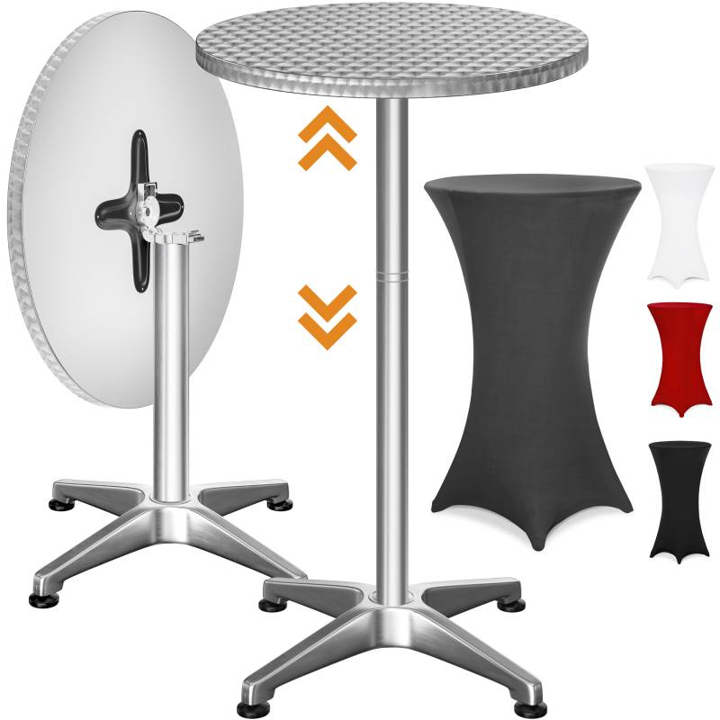 Stehtisch Silber 115x60cm + Husse Anthrazit Ø60cm von Casaria®