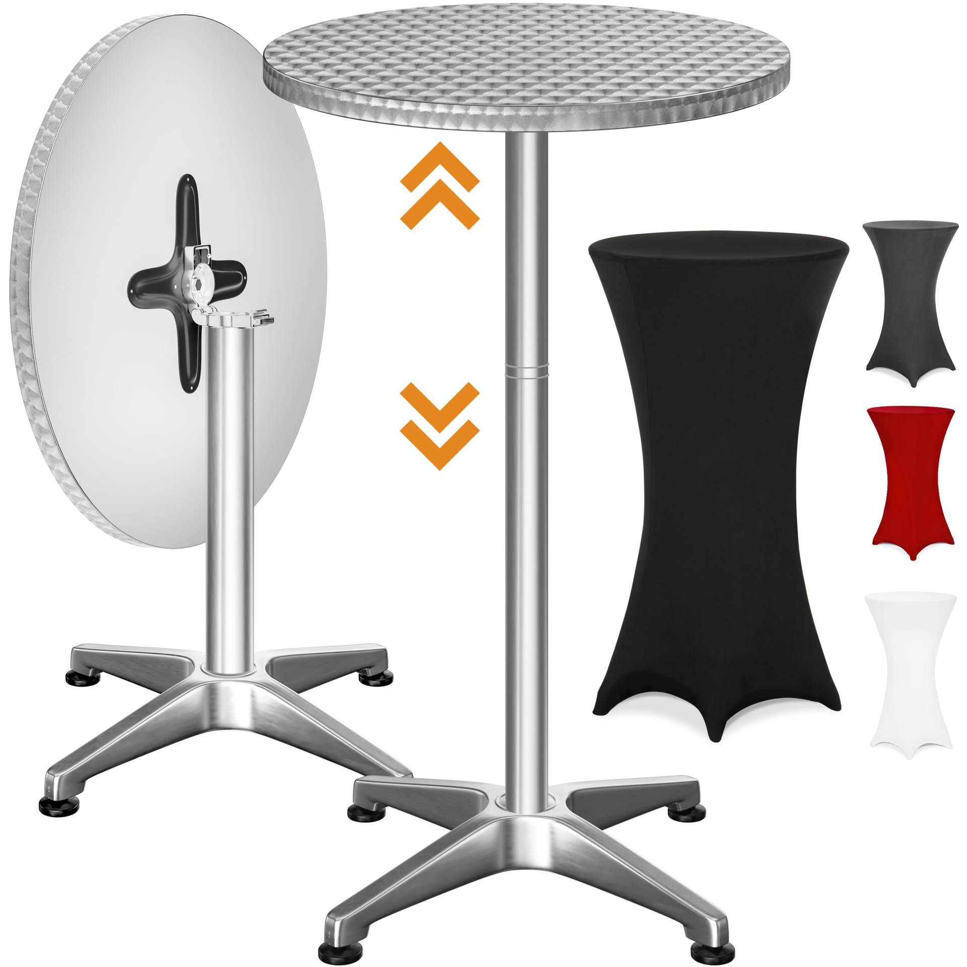 Stehtisch Silber 115x60cm + Husse Schwarz Ø60cm von Casaria®