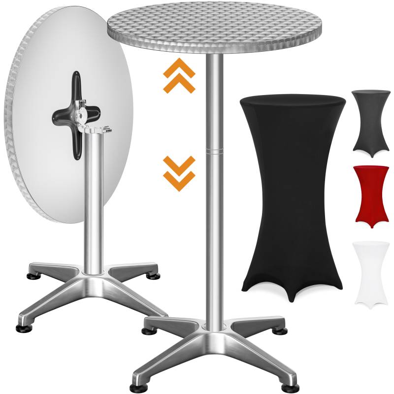 Stehtisch Silber 115x60cm + Husse Schwarz Ø60cm von Casaria®