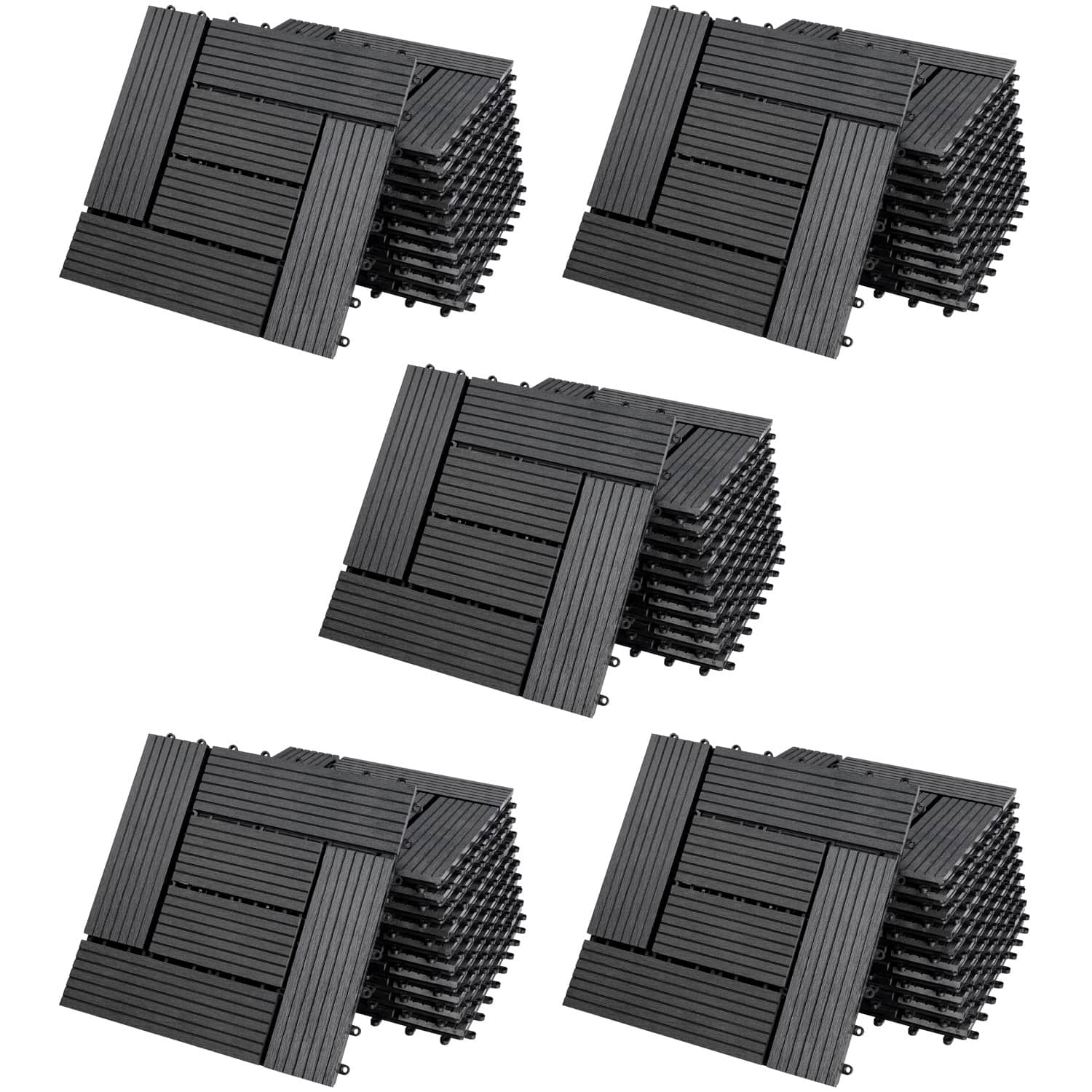 WPC Fliesen 55er-Set Mosaik Anthrazit - 30x30cm von Casaria®