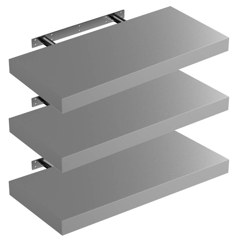Wandregal Schweberegal 50cm 3er-Set Grau + Halterung von Casaria®