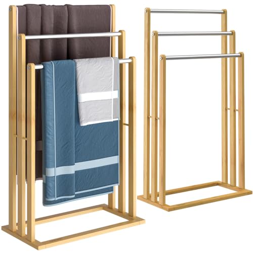 CASARIA® 2er Set Handtuchständer Freistehend Bambus Holz 84x46x24cm 3 Edelstahl Stangen Ablage Ohne Bohren Handtuchhalter Stehend Handtuchstange Bad CASARIA® 2er Set Handtuchständer Freistehend Bambus Holz 84x46x24cm 3 Edelstahl Stangen Ablage Ohne Bohren Handtuchhalter Stehend Handtuchstange Bad von Casaria