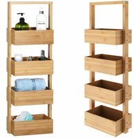 Badregal Standregal Bambus 4 Ablagen 88x16x28 cm Holz Küchenregal Korbregal Bad Badezimmer Küche Regal Schmal - Casaria von Casaria