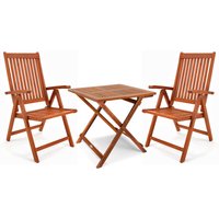 Gartenmöbel Set 3-tlg Holz Wetterfest Eukalyptus Stühle Klappbar FSC®-zertifiziert Akazie Tisch Balkon Garten Balkonmöbel 160kg Belastbar - Casaria von Casaria