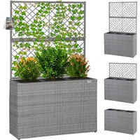 Blumenkasten 3 Innentöpfe Polyrattangeflecht Rankgitter Blumentopf Übertopf Pflanzkübel Pflanzkasten Grau - Casaria Blumenkasten 3 Innentöpfe Polyrattangeflecht Rankgitter Blumentopf Übertopf Pflanzkübel Pflanzkasten Grau - Casaria von Casaria