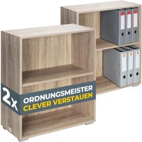 Bücherregal 77x60x28cm 2x Holz 2 Fächer Boden Höhenverstellbar Kippschutz Bücher Büro Wohnzimmer Standregal Regal Eiche - Casaria Bücherregal 77x60x28cm 2x Holz 2 Fächer Boden Höhenverstellbar Kippschutz Bücher Büro Wohnzimmer Standregal Regal Eiche - Casaria von Casaria