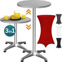 CASARIA® 2in1 Stehtisch mit Husse Höhenverstellbar 70 cm / 115 cm Hoch Aluminium Rund Ø60cm Wetterfest Outdoor Garten Bistro Biertisch Bartisch Party von Casaria
