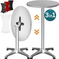 CASARIA® 2in1 Stehtisch mit Husse Klappbar Höhenverstellbar 70 cm / 115 cm Hoch Alu Rund Ø60 cm Wetterfest Outdoor Bistro Garten Party Biertisch Weiß von Casaria