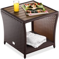 CASARIA® Beistelltisch Wetterfest Klein Holz Polyrattan Akazie 45x45x40cm 80kg Belastbarkeit Outdoor Tisch Gartentisch Balkontisch Gartenmöbel Braun von Casaria